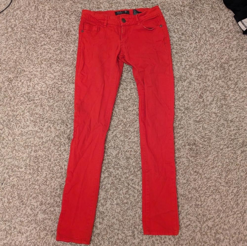 Papaya Premium Denim Red Skinny Jeans Size 7 - Picture 2 of 7